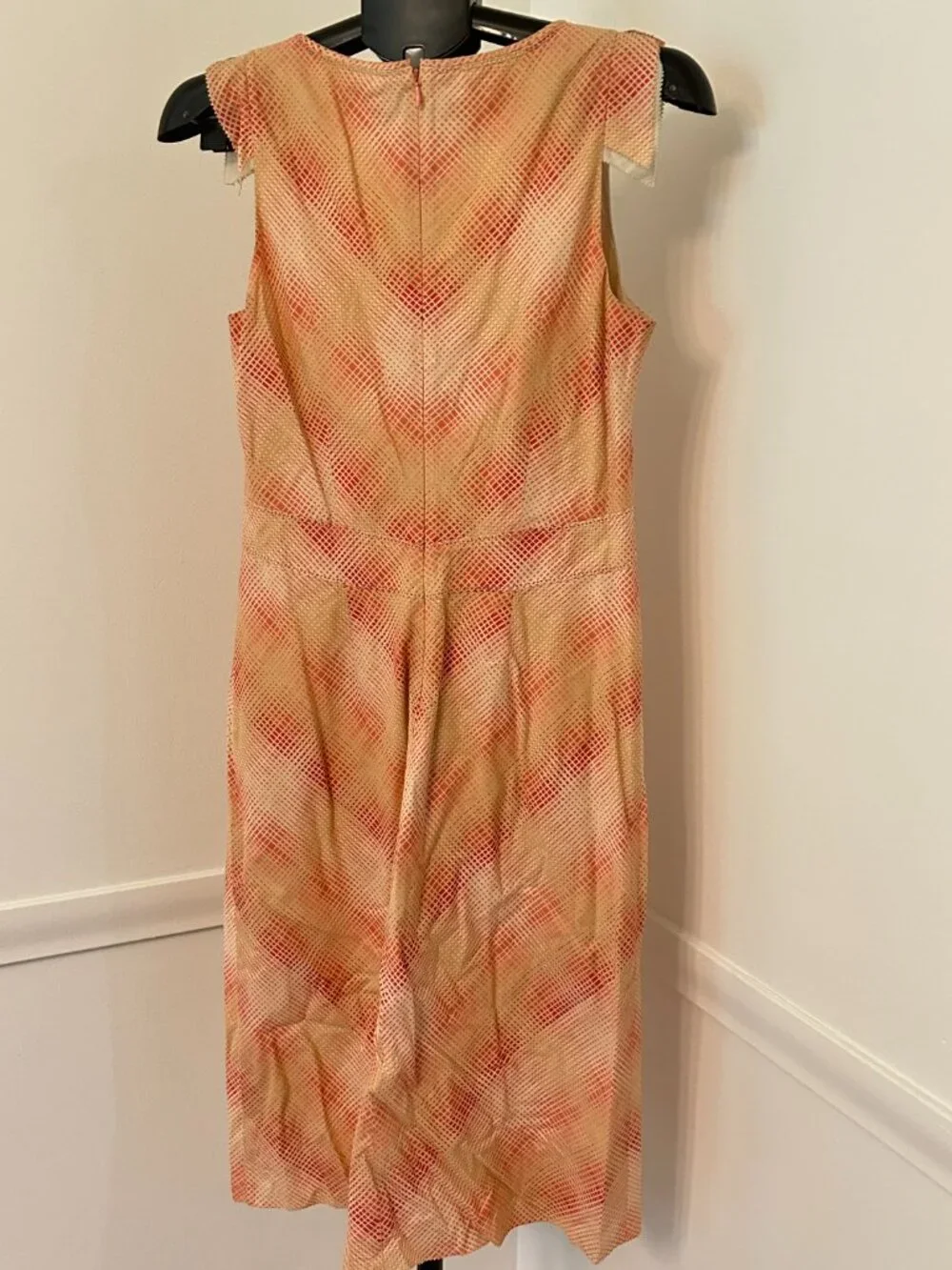 J Crew Size Pink Checkered Flutter Sleeve Dress Style 6